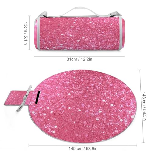 Manta de picnic redonda y rosa brillante para tus días de camping y parque en verano 4