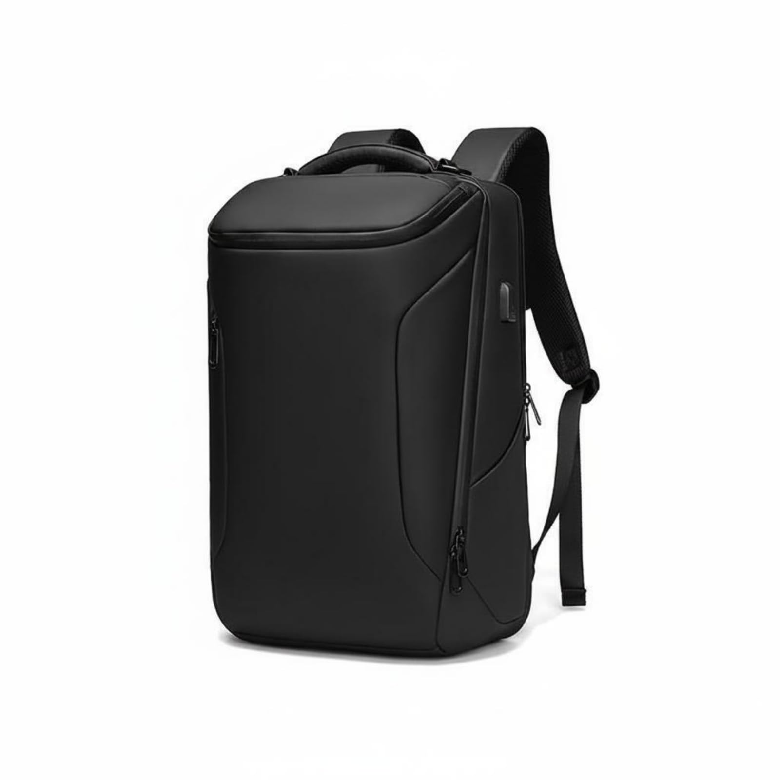 Amagogo Mochila para Portátil Mochila de Negocios Mochila Ejecutiva Bolsa para Compartimento Acolchado y Puerto USB Adecuada para Oficina Desplazamientos, Negro, Negro, 19