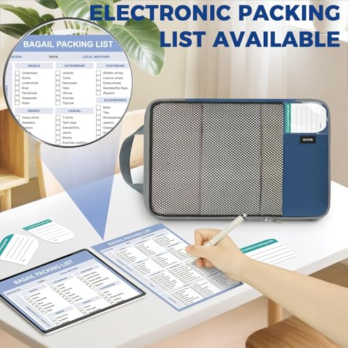 Image of BAGAIL 4 Set /6 Set /8 Set Compression Packing Cubes Travel Accessories Expandable Packing Organizers(HalfMesh,8-Navy)