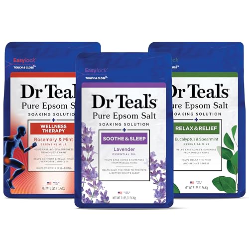 Dr Teal's Pure Epsom Salt Lavender, Eucalyptus & Wellness Trio, 3 Count - 9lbs Total
