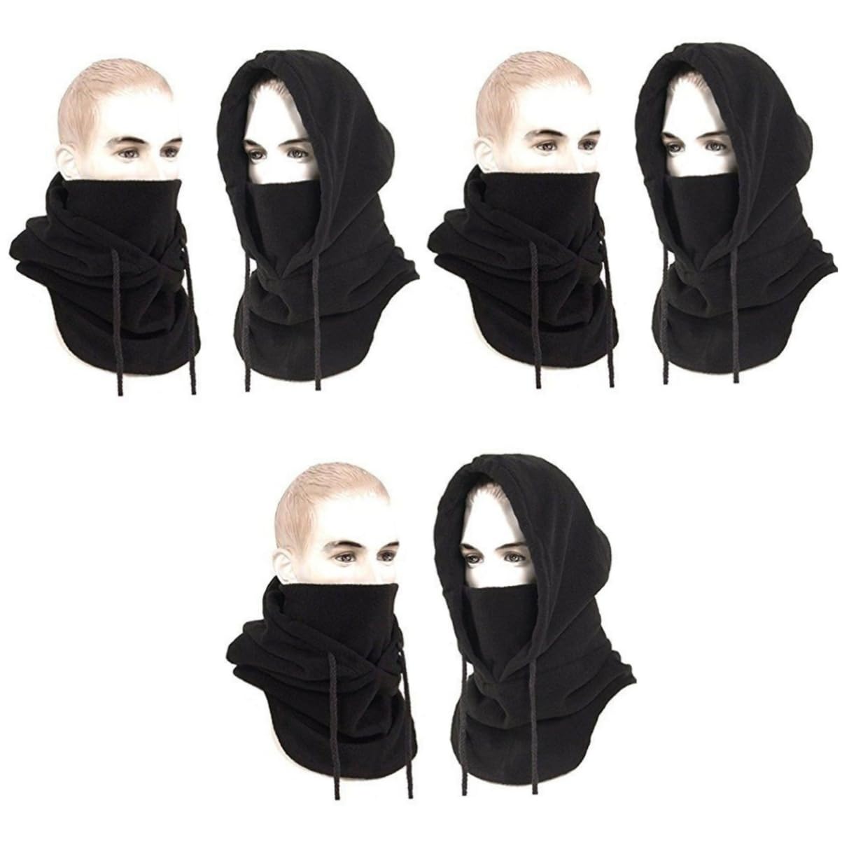 3stücke Winddichte Balaclava Mit Fleece-Material Anpassbar Für Radfahren Skifahren Wandern Und Outdoor-aktivitäten Warme Gesichtsbedeckung Schwarz