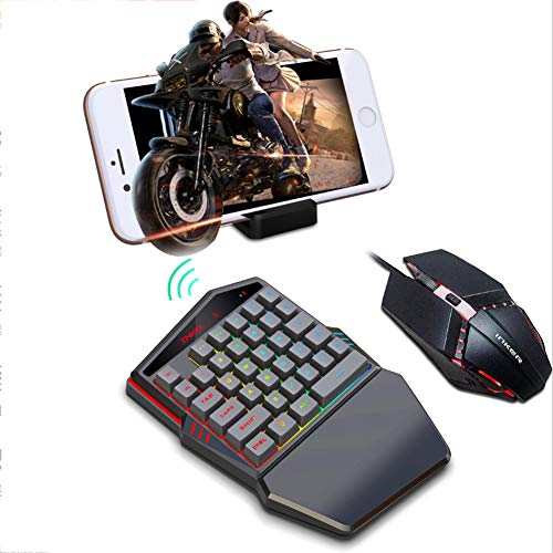 Einhand RGB Gaming Tastatur und Maus Kombination, Mini Gaming Tastatur mit 35 Tasten,Programmierbare Maus,Tragbarer Gamecontroller für PC