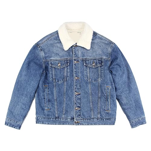 Veste en jean homme anti-froid doublée laine style décontracté