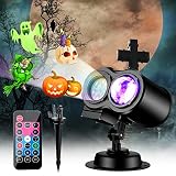Sunolga Halloween Projector Lights with Remote Control, Waterproof Decorative Lights with 10 Colors
