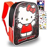 Hello Kitty Conjunto de mochila para meninas – Pacote com bolsa escolar Sanrio de 38 cm, adesivos, mais | Mochila escolar Hello Kitty para crianças