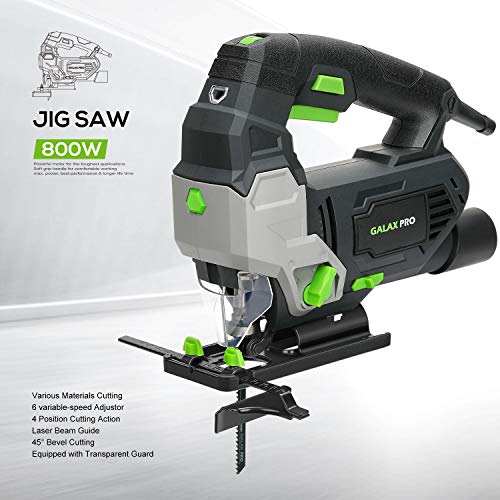 GALAX PRO Jigsaw, 800W 3000 SPM Jig Saw Tool, Max ±45° Bevel Cutting Angle, 6 Adjustable Speeds, 4-Position Orbital Action,Laser Guide, Max Cutting Capacity: 100mm Wood, 10mm Metal 2 GALAX PRO Jigsaw, 800W 3000 SPM Jig Saw Tool, Max ±45° Bevel Cutting Angle, 6 Adjustable Speeds, 4-Position Orbital Action,Laser Guide, Max Cutting Capacity: 100mm Wood, 10mm Metal - Image 2