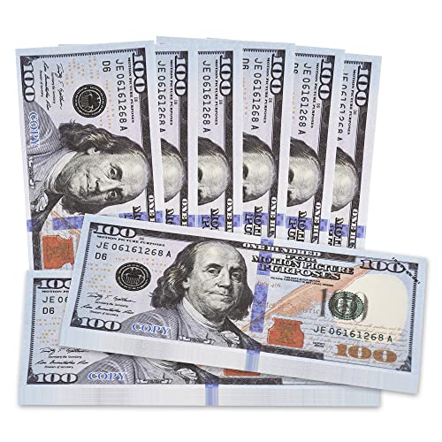 200 Pieces 100 Dollar Prop Money Play Money - Movie Prop Money 100 Dollar Bills Realistic, Play Money for Kids Learning, Fake Toy Money that Looks Real Actual Size, Perfect Money Party Decorations