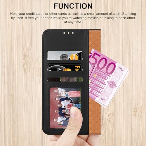 iCatchy Case for Motorola Moto E14 / G04 / G24 Leather Wallet Book Flip Stand View Magnetic Protect RFID Blocking Shockproof Cover compatible with Motorola G04 / E14 Phone (Black) - Image 4