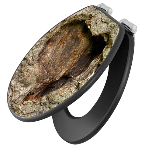 banjado Toilettendeckel anthrazit mit Absenkautomatik/WC Sitz mit Absenkautomatik anthrazit/Klodeckel grau/Toilettensitz dunkel/edle Klobrille - Motiv Altes Herz