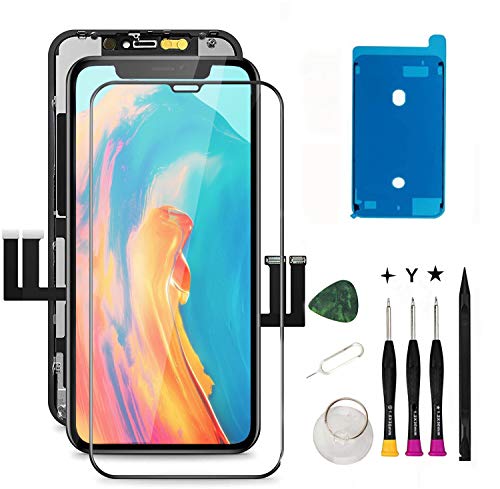 Oli & Ode Compatible with iPhone XR Screen Replacement 6.1 Inch LCD Digitizer Touch Screen Assembly Set with 3D Touch Model No A1984 A2105 A2106 A2108 + Screen Protector + Waterproof Glue (Black)