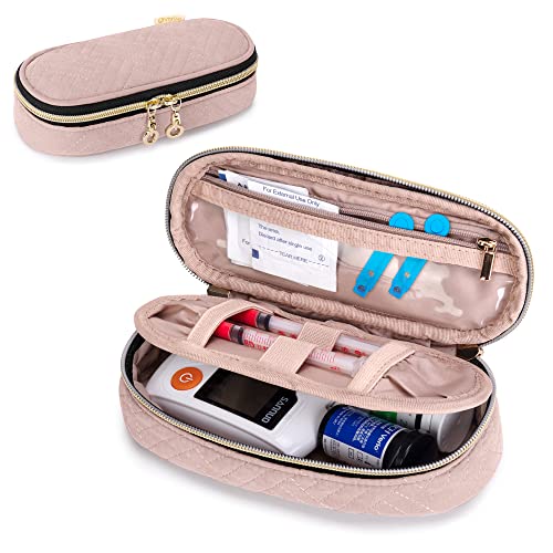Yarwo Diabetic Travel Case For Diabetes Test Strips, Blood Glucose Monitor, Insulin Syringes, Portable Diabetes Supplies Storage Bag For Diabetic Care Kits, Dusty Rose ( Bag Only) #TOP6