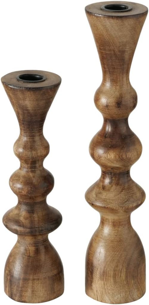 Boltze Kerzenständer Casconda (2-teiliges Set, Kerzenhalter aus Holz, stilvolles Design, Dekoration Esstisch / Kommode, Boho Stil) 2008576 Boltze Kerzenständer Casconda (2-teiliges Set, Kerzenhalter aus Holz, stilvolles Design, Dekoration Esstisch / Kommode, Boho Stil) 2008576