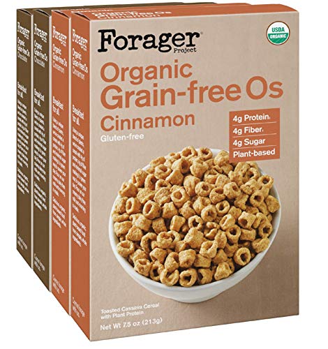 Forager Project Grain & Gluten-Free Vegan Breakfast Cereal | Dairy-free, Organic, Low Sugar, Plant-Based Protein | 4 Pack Variety - 2x Cinnamon, 2x Chocolate