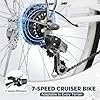 kaiwrxin 26 Inch Beach Cruiser Bike for Ladies, 7-Speed Women Bike for Adults with Basket & Rack, City Bicycle for Commuting, Step Through City Bikes for Woman Adults Ladies (White) #4
