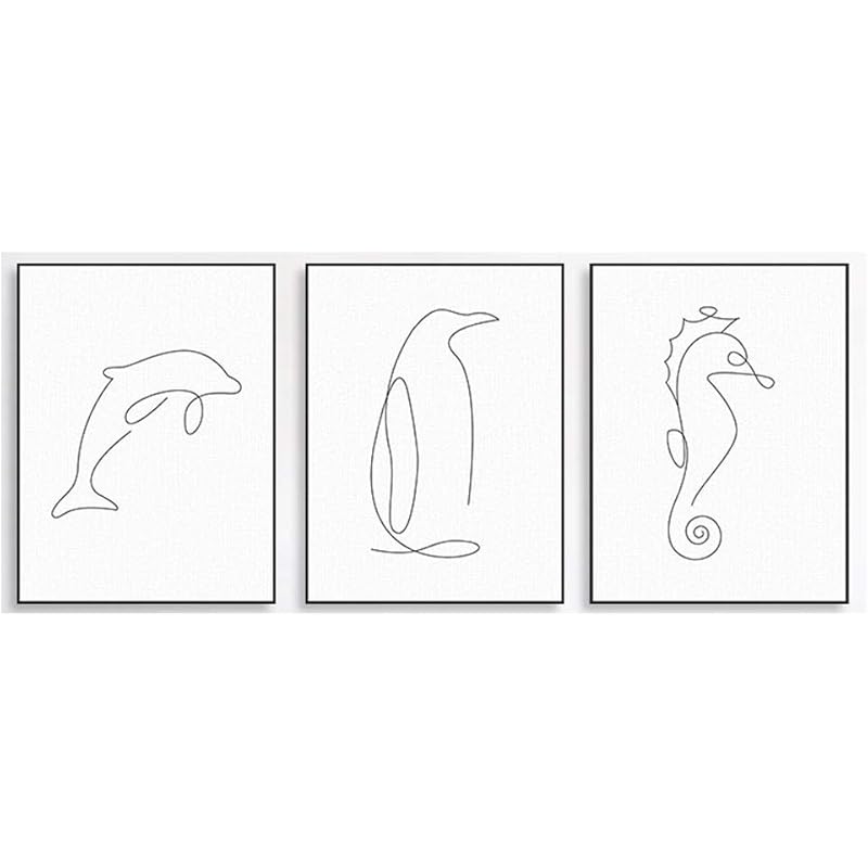 絵ピカソミニマリスト海動物キャンバスポスター抽象動物絵画インテリアかわいい動物壁アートパネル写真リビング部屋家写真装飾30x40cmx3 Unframed Jm1iw9cu2y Godawaripowerispat Com