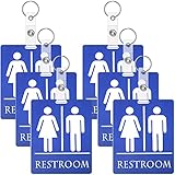 Unisex Restroom Pass Keychains Bathroom Pass Bathroom Tag with Key Holder for Classroom Women and Men (6 Pieces)