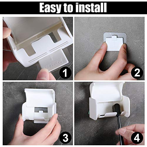 2 Pack Toothbrush Holder Wall Mounted With Cover For Bathroom, 2 Slots Self Adhesive Toothbrushes Holder White Toothbrush Hanger For Dorm Bathrooms And Shower #TOP4