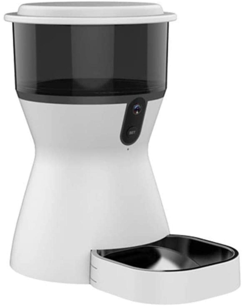 Alimentatore automatico di animali domestici Dispenser di alimenti umidi 4.L con timer Registrazione video HD 10s Telecamera per alimentazione remota per cane gatto Alimentazione a batteria / plug-in