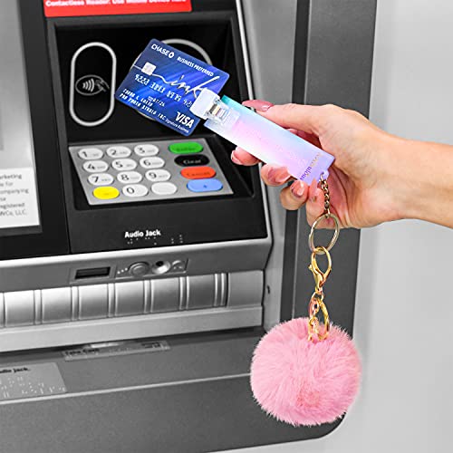NABULOUS Long Nail Card Grabber - Chrome Unicorn Keychain with Pom Pom - Sanitary ATM & Credit Card Puller2