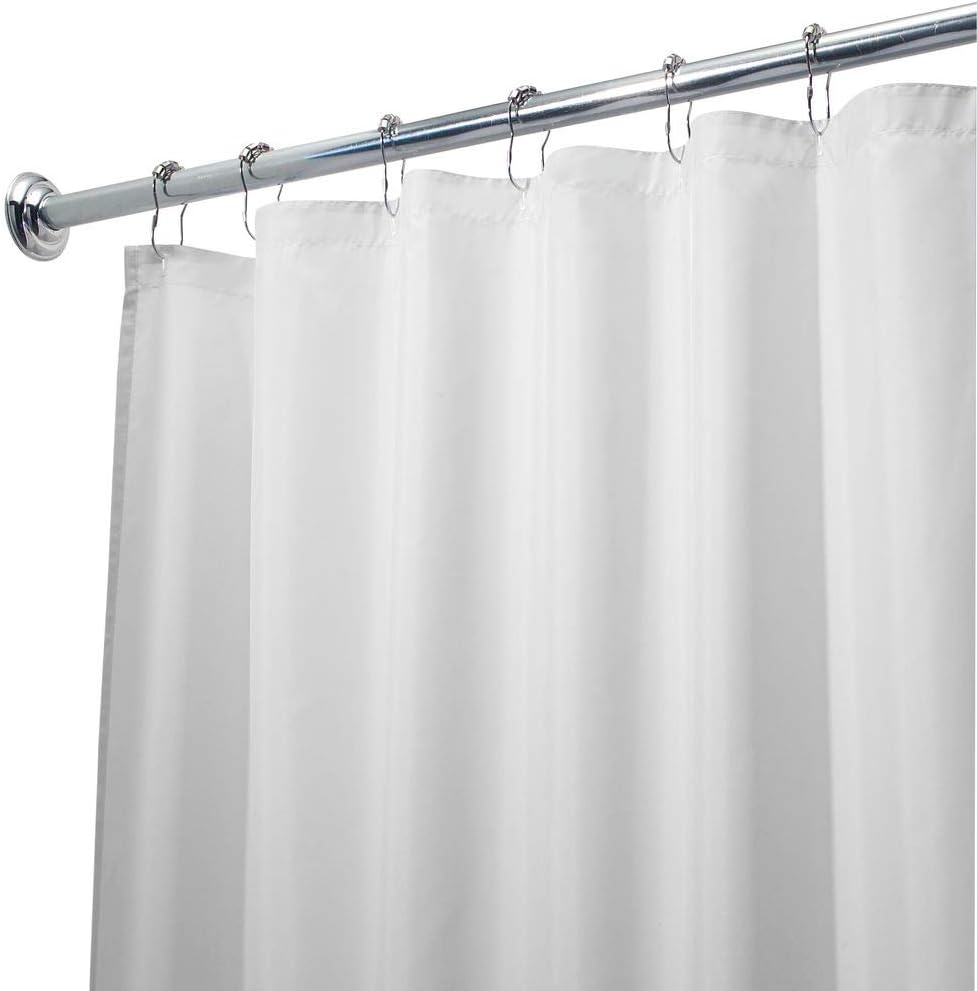 InterDesign Waterproof Polyester Stall Shower Curtain/Liner,White