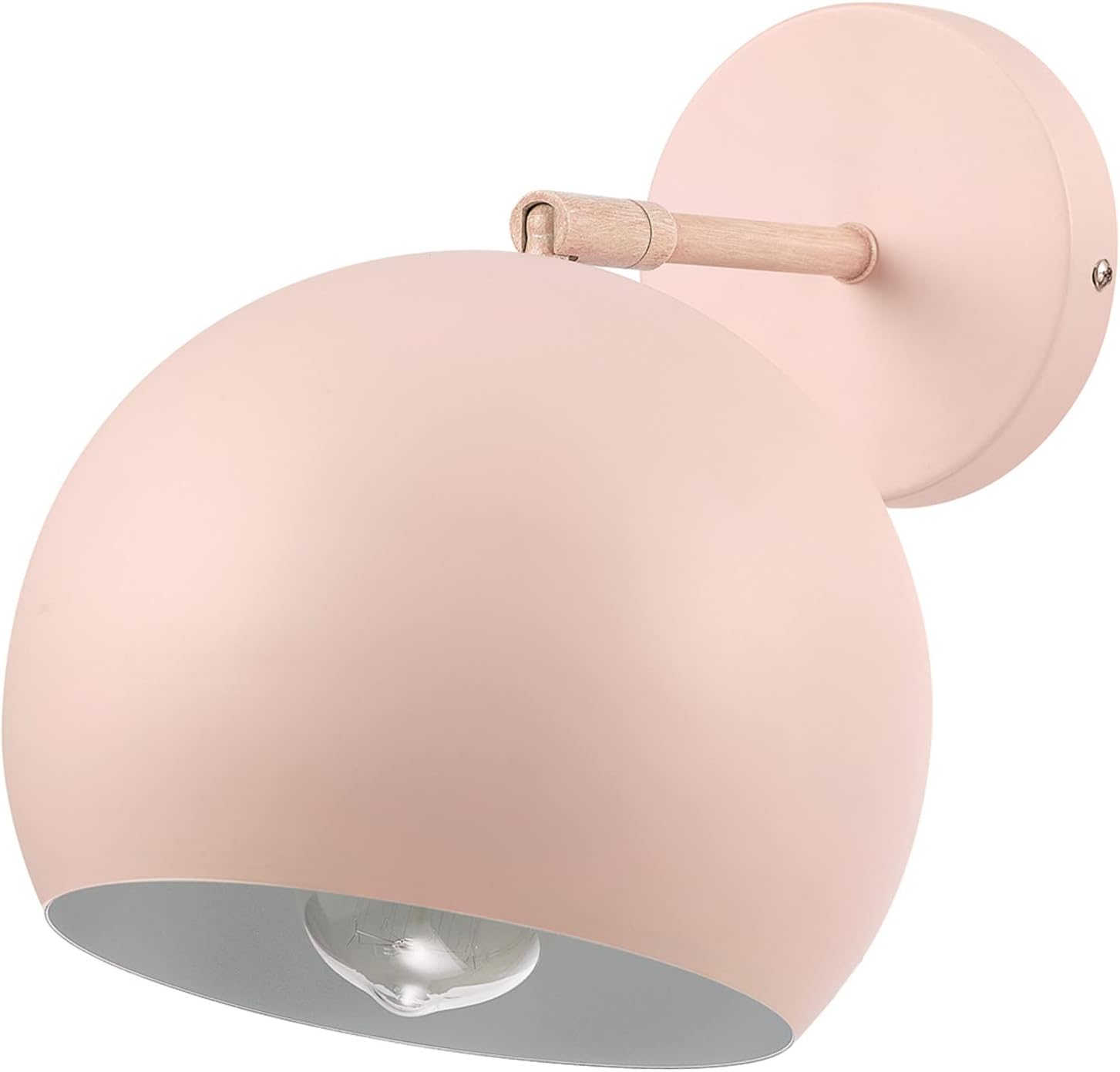 Globe Electric 52078 Molly 1-Light Plug-in or Hardwire Wall Sconce, Matte Pink, Faux Wood Accent - - 