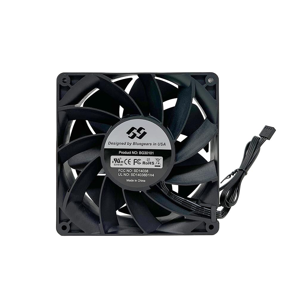 b-BlasterPWM 140x38 2Ball PWM High Speed Fan ranging 1200 to 6500 RPM with 398 CFM. UL, CE, FCC, RoHS, Reach Certified High Speed PWM Fan,Black