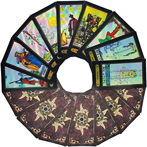 Smoostart 78 Tarot Cards With Guidebook, Holographic Tarot Cards Deck Future Telling Game With Colorful Box For Beginners And Professional Player #TOP6