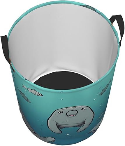 Miniatura 3 de Crazy Save Manatee print Circular Hamper Waterproof Storage Bin Organizer Basket Laundry Hamper With Handles For Clothes Toys Medium