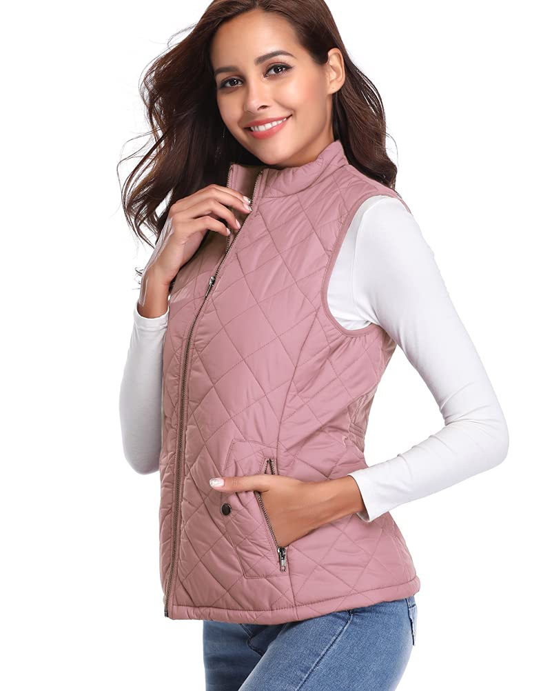 fuinloth Gilet Donna Smanicato Invernale Panciotto Dritto Collarei Giacche Ultraleggeri Senza Maniche Giacca con Tasca con Cerniera