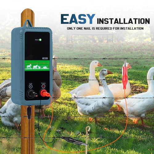 5Miles/ 8KM Electric Fence Charger, 1J Energy Output 10KV Voltage, AC DC Electric Fence Charger for Preventing Wild Animals Intruding Great for Gardens, Poultry, ‌Front Yard — view 5