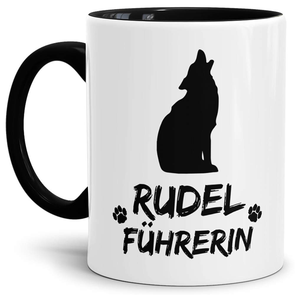 Witzige Wolf-Tasse Für Rudelführerinnen – Motivtasse Mit Spruch, Schwarzer Henkel & Toller Qualität | Made In Germany