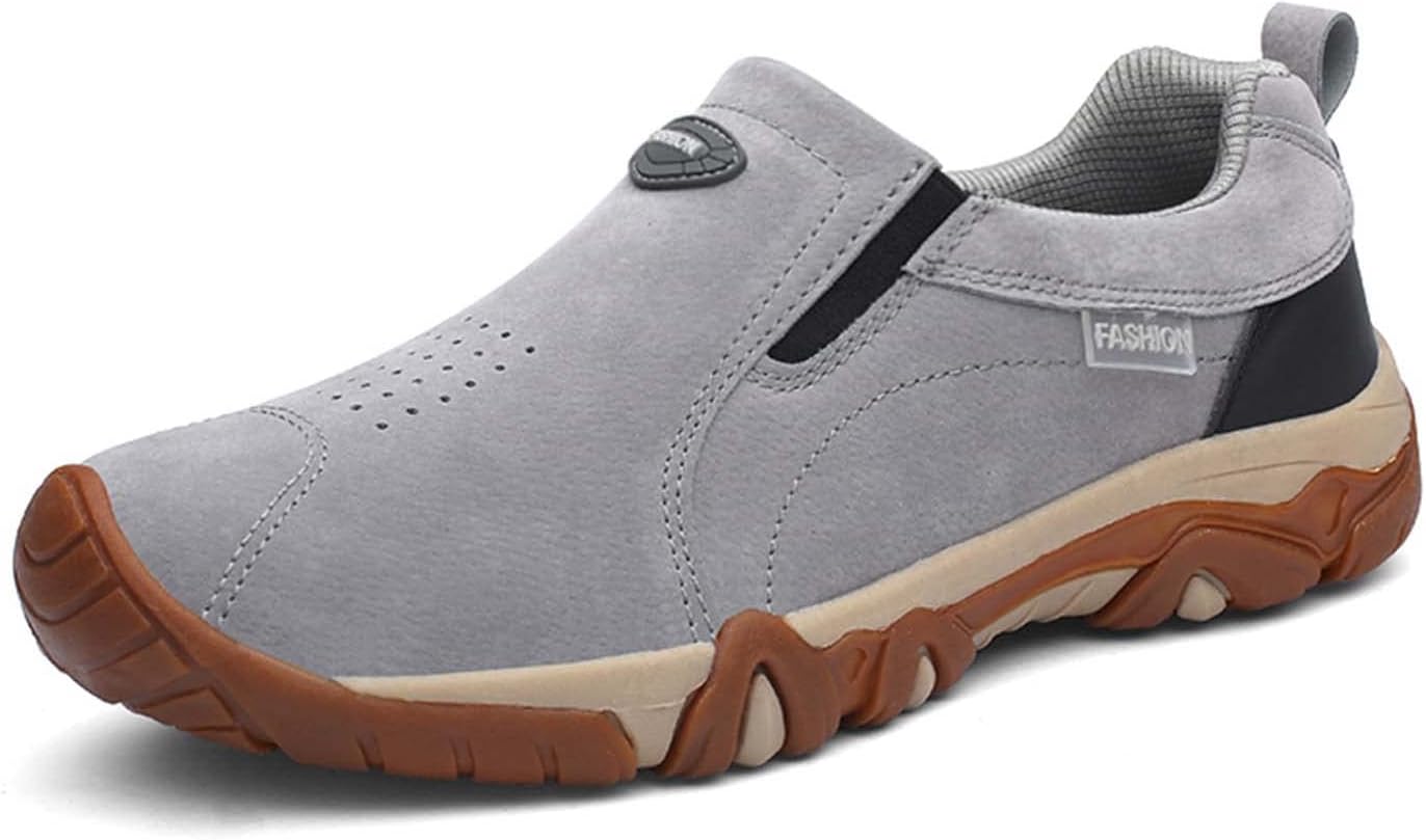 Eliogn Men's Outdoor Hiking Shoes Non-Slip Cross-Country Hiking Shoes Walking Shoes are Low-Top Slip-On Sneakers for Men