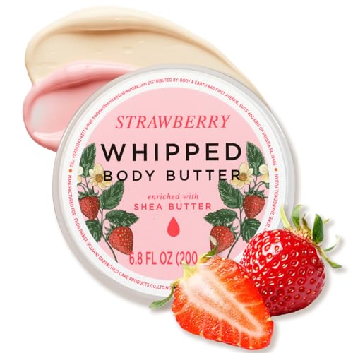 Image of Princess Belle Strawberry Whipped Shea Body Butter, Body Moisturizer for Dry Skin, Body Butter for Women Smell Good, Leaves Skin Feeling Moisturized and Soft-200ml(6.8 floz)