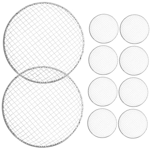 Veemoon 10 piezas Malla Parrilla Bbq Desechable Redonda para Camping y Barbacoa Portátil Resistente para Cocinar