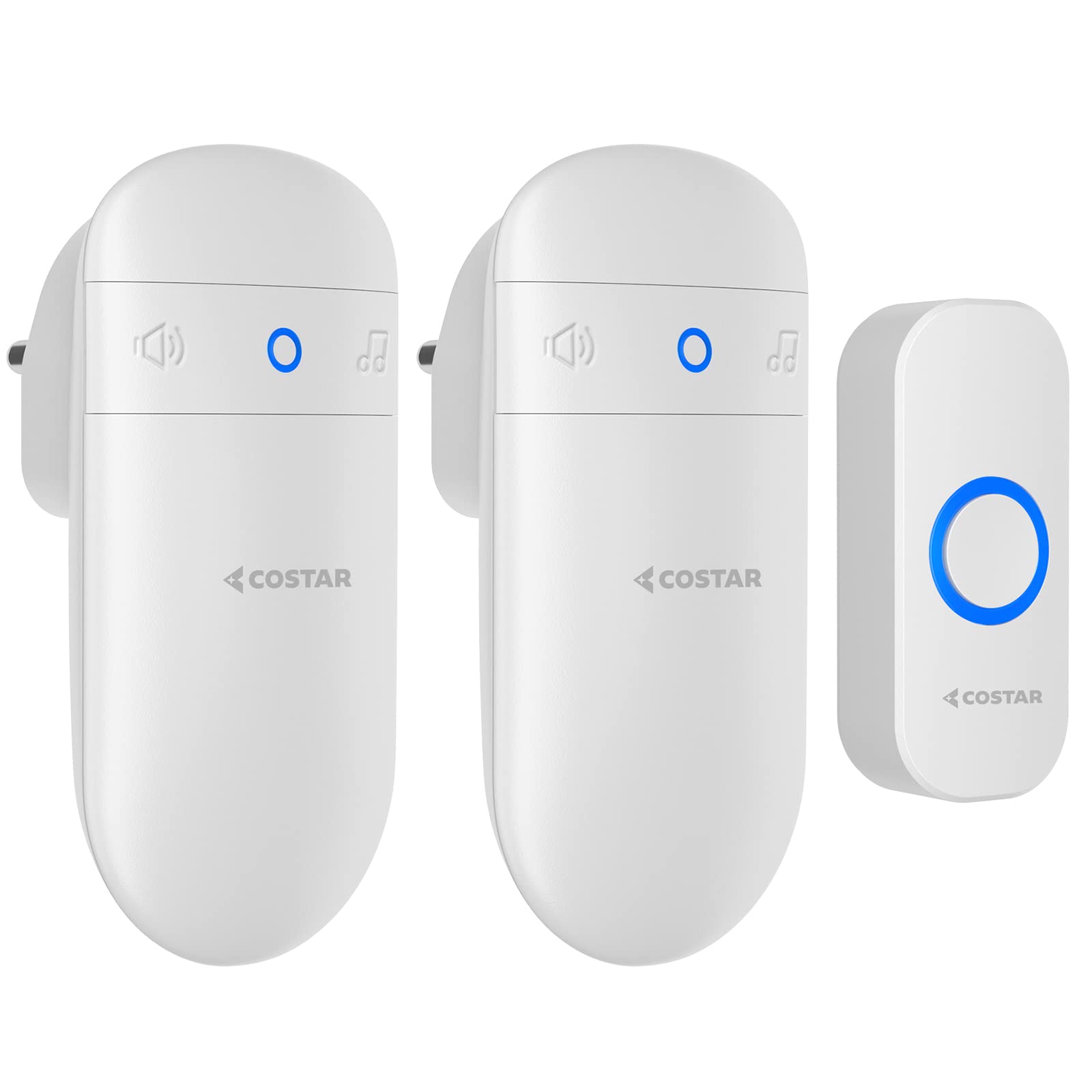 COSTAR Wireless Door Bell for Home Office with LED Light 300 Meter 1000 Feet Operating Range 32 Ringtones 5 Levels Volume, 2 Receiver and 1 Push Button Pebble T303 (B0B7B9PB89) Amazon Price History, Amazon Price Tracker