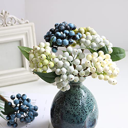 Firlar 10 Packs Artificial Berries Bouquets, Simulation Fruits Berries Branches Picks, Fake Silk California Berry Stems, Faux Spray Twigs Holly Flowers Bunches Diy Arrangement For Home Decor, White #TOP2