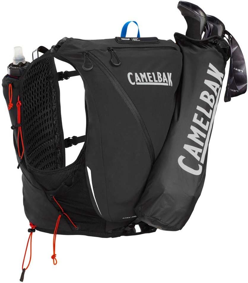 CamelBak Apex Pro Run Endrance Racing Vest with RECCO Technology - Soft Flask Hydration and Trekking Pole Quiver - 4 Sizes, Small - Black