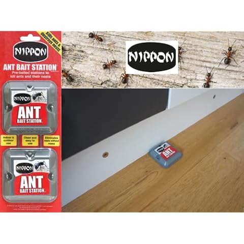 UKDD® Nippon Ant Bait Station Ant Stop Station Twin Pack Destroys Ants and their Nests used both indoors and outdoors without any mess Easy to use Cover