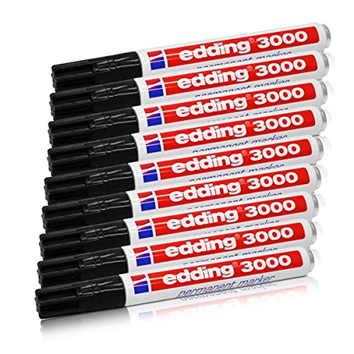 Edding 3000 Permanent Marker noir lot de 9 feutres pointes moyennes