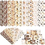 Serencatcher 48PCS S'mores Slap Bracelets Bulk S'mores Party Favors S'mores Slap Wristbands for S'mores Party Decorations Gifts Camping Campfire Camper Birthday Baby Shower Party Supplies