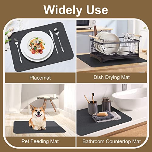 DK177 Coffee Mat Coffee Bar Mat - Hide Stain Absorbent Rubber Backed Quick Drying Mat Fit Under Coffee Maker Espresso Machine - Coffee Bar Accessories Kitchen Counter Dish Drying Mat, 19\"x12\"