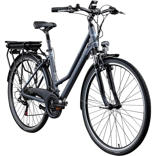 ZÜNDAPP E-Bike Trekking 700c Green 7.7 Pedelec Trekkingrad Damen 28 Zoll Touren (grau/blau, 48 cm)