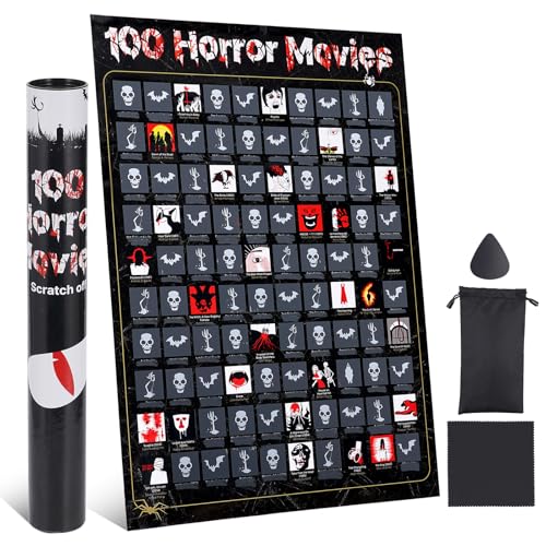 Top Horrors Movie Scratch Off Poster - 100 Lconic Horror Films,Horrors of all Time Bucket...