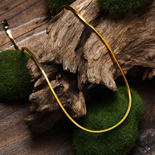 Mevecco Yellow Gold Cube Choker Necklace 18K Gold Plated Simple Flexible Snake Chain Necklace For Women Men Dainty Snake Bone Chain Choker Classic Minimalist Jewelry Gifts #TOP3