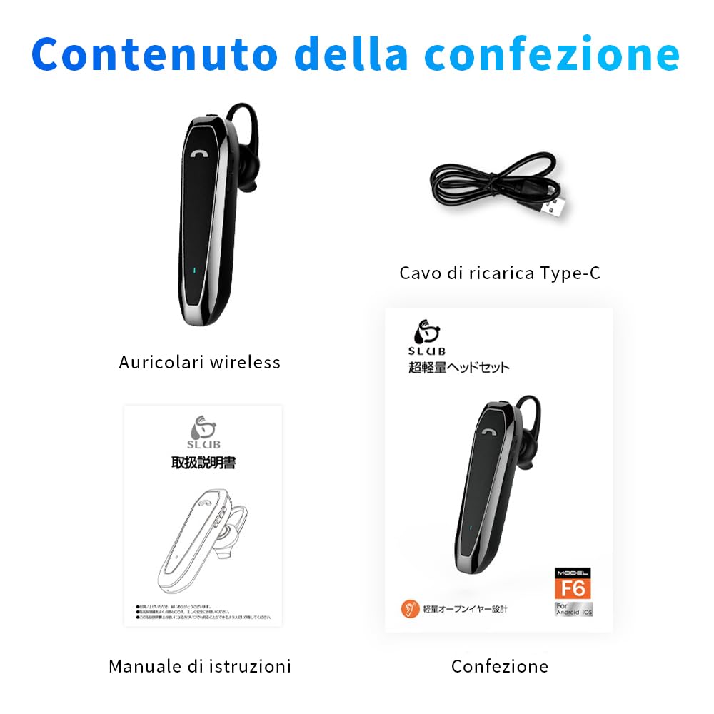 Auricolari wireless Bluetooth 5.3, autonomia standby fino a 280 ore, 33 ore di conversazione, utilizzabili in modalità mono, riduzione rumore, connessione a due dispositivi.(Nero)