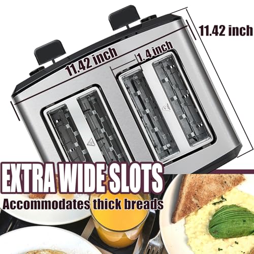 4-Slice-Toaster-Wide-Slot-Bread-Toaster-with-6-Shade-Settings-Stainless-Steel-Toaster-with-LCD-Display-Removable-Crumb-Tray-CancelDefrostReheat-Function-1400W 4 Slice Toaster Wide Slot Bread Toaster with 6 Shade Settings Stainless Steel Toaster with LCD Display Removable Crumb Tray CancelDefrostReheat Function 1400W