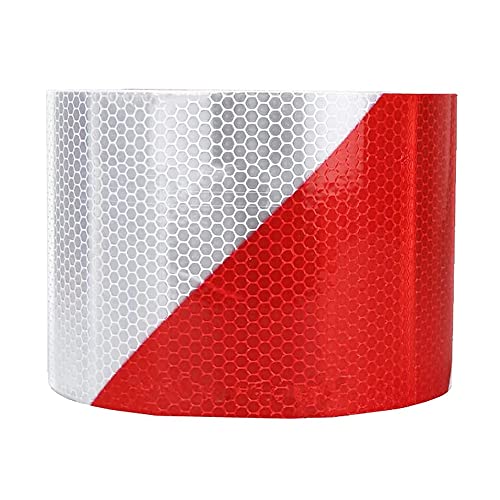 Sweieoni Bande Reflechissante Autocollante Rouge et Blanc Bande Reflechissante Autocollante Avertissement De La Circulation Nuit De Autocollant Ruban avertisseur réfléchissant,5cm x 15 m
