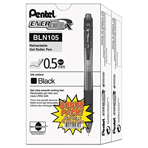 Pentel EnerGel-X Roller Gel 0.5 mm Negro 24 unid