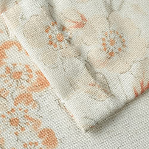 Vogol Rod Pocked Tie Up Shade For Bathroom, Orange Flower Design Window Treatment For Farmhouse, Adjustable Linen Textured Valance 18 Inch Length, 1 Panel #TOP7