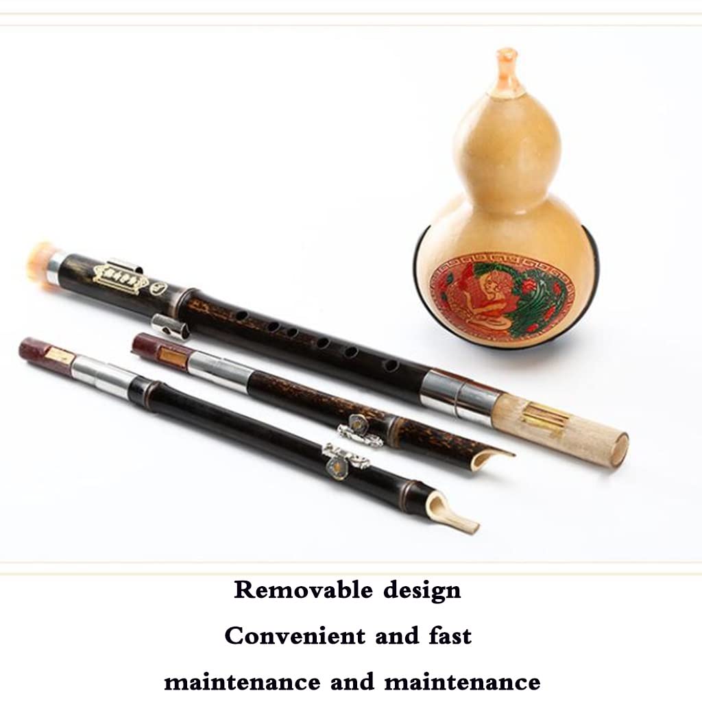 Flautas de Cucurbit Instrumento De Flauta De Calabaza para Principiantes Y Adultos para Niños, Tubos De Madera, Instrumento Tradicional Chino con Estuche De Nudo Chino Instrumentos de Viento